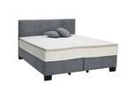Hom`in Boxspringbett , Dunkelgrau , Textil , H2 + H3 , 160x200 cm , gepolstertes Kopfteil, Stoffauswahl, Topper durchgehend, in verschiedenen Größen erhältlich, Partnermatratze mit durchgehendem Bezug, Matratze durchgehend, Matratze in verschiedenen Härtegraden erhältlich, Matratzenauswahl, Kopfteilauswahl , Schlafzimmer, Betten, Boxspringbetten