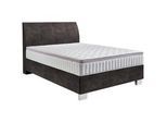 Hom`in Boxspringbett , Graubraun , Textil , H4 , 100x200 cm , gepolstertes Kopfteil, Federkernmatratze, Stoffauswahl, Topper durchgehend, in verschiedenen Größen erhältlich, Matratze in verschiedenen Härtegraden erhältlich, Matratzenauswahl, Kopfteilauswahl , Schlafzimmer, Betten, Boxspringbetten