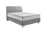 Hom`in Boxspringbett , Grau , Textil , H3 , 120x200 cm , gepolstertes Kopfteil, Federkernmatratze, Stoffauswahl, Topper durchgehend, in verschiedenen Größen erhältlich, Matratze in verschiedenen Härtegraden erhältlich, Matratzenauswahl, Kopfteilauswahl , Schlafzimmer, Betten, Boxspringbetten