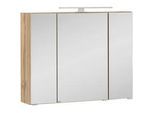 Held Spiegelschrank , Eichefarben , Metall , 6 Fächer , 80x64x20 cm , Made in Germany , Badezimmer, Badmöbelsets & -serien, Badmöbelserien