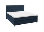 Voleo Boxspringbett , Blau , Textil , H2 + H3 , 7-Zonen , 200x200 cm , Über- und Sondergrößen erhältlich, gepolstertes Kopfteil, Stoffauswahl, Topper durchgehend, in verschiedenen Größen erhältlich, Partnermatratze mit durchgehendem Bezug, Matratze in verschiedenen Härtegraden erhältlich, Matratzenauswahl, Kopfteilauswahl , Schlafzimmer, Betten, Boxspringbetten