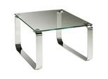 Novel Couchtisch , Klar, Chromfarben , Metall, Glas , quadratisch , Kufe , 70x40x70 cm , Wohnzimmer, Wohnzimmertische, Couchtische, Couchtische Glas