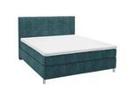 Voleo Boxspringbett , Blau , Textil , H2 + H3 , 7-Zonen , 200x200 cm , Über- und Sondergrößen erhältlich, gepolstertes Kopfteil, Stoffauswahl, Topper durchgehend, in verschiedenen Größen erhältlich, Partnermatratze mit durchgehendem Bezug, Matratze in verschiedenen Härtegraden erhältlich, Matratzenauswahl, Kopfteilauswahl , Schlafzimmer, Betten, Boxspringbetten