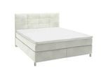 Voleo Boxspringbett , Weiß , Textil , H2 + H3 , 7-Zonen , 180x200 cm , Über- und Sondergrößen erhältlich, gepolstertes Kopfteil, Stoffauswahl, Topper durchgehend, in verschiedenen Größen erhältlich, Partnermatratze mit durchgehendem Bezug, Matratze in verschiedenen Härtegraden erhältlich, Matratzenauswahl, Kopfteilauswahl , Schlafzimmer, Betten, Boxspringbetten