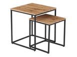 Ti'me Beistelltischset , Eichefarben , Metall, Holzwerkstoff , 2-teilig , quadratisch , eckig , 35-45x40-50x35-45 cm , Wohnzimmer, Wohnzimmertische, Beistelltische