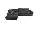 Hom`in Ecksofa , Schwarz, Dunkelgrau , Textil , Ottomane links, L-Form , 280x235 cm , Stoffauswahl, Liegefunktion, seitenverkehrt erhältlich, Rücken echt , Wohnzimmer, Sofas & Couches, Wohnlandschaften, Ecksofas