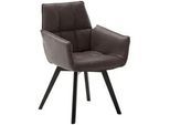Linea Natura Armlehnstuhl , Cappuccino , Leder , Echtleder , Rindleder , Buche , massiv , Stativgestell , 61x87x63 cm , Lederauswahl, Typenauswahl, Gestellauswahl, Sitzfläche 180° drehbar , Esszimmer, Esszimmerserien
