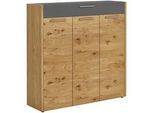 Xxxl Schuhschrank , Grau, Eichefarben , Metall , Eiche, Balkeneiche , furniert , 8 Fächer , 1 Schubladen , 127x126x37 cm , Goldenes M, Made in Germany, DGM-Klimapakt , Typenauswahl, Beimöbel erhältlich , Holzmöbel, Garderobe Holz, Schuhschränke Holz