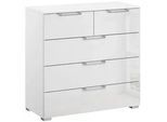 Novel Kommode , Klar, Weiß , Metall , 5 Schubladen , 80x81x42 cm , Blauer Engel, Goldenes M, BQ - Bündnis für Qualität, Made in Germany , Typenauswahl, Beimöbel erhältlich, stehend, in verschiedenen Größen erhältlich, in verschiedenen Holzdekoren erhältlich , Kleinmöbel, Kommoden, Kommoden