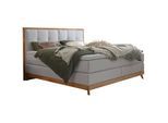 Hasena Boxspringbett , Grau, Eichefarben , Textil , Eiche , massiv , H3 , 1-Zonen , 180x200 cm , Stoffauswahl, Topper durchgehend, in verschiedenen Größen erhältlich , Schlafzimmer, Betten, Boxspringbetten