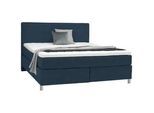 Voleo Boxspringbett , Blau , Textil , H3 , 180x200 cm , Über- und Sondergrößen erhältlich, gepolstertes Kopfteil, Federkernmatratze, Stoffauswahl, Topper durchgehend, in verschiedenen Größen erhältlich, Partnermatratze mit durchgehendem Bezug, Matratze in verschiedenen Härtegraden erhältlich, Topperauswahl, Kopfteilauswahl , Schlafzimmer, Betten, Boxspringbetten