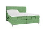 Voleo Boxspringbett , Grün , Textil , H2 + H3 , 7-Zonen , 180x200 cm , Über- und Sondergrößen erhältlich, gepolstertes Kopfteil, Stoffauswahl, Topper geteilt, in verschiedenen Größen erhältlich, Matratze in verschiedenen Härtegraden erhältlich, Matratzenauswahl, Topperauswahl, Kopfteilauswahl, Matratze geteilt , Schlafzimmer, Betten, Boxspringbetten