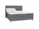 Voleo Boxspringbett , Dunkelgrau , Textil , H3 , 7-Zonen , 160x200 cm , Über- und Sondergrößen erhältlich, gepolstertes Kopfteil, Stoffauswahl, Topper geteilt, in verschiedenen Größen erhältlich, Matratze in verschiedenen Härtegraden erhältlich, Matratzenauswahl, Topperauswahl, Kopfteilauswahl, Matratze geteilt , Schlafzimmer, Betten, Boxspringbetten