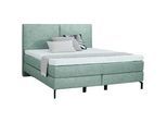 Dieter Knoll Boxspringbett , Türkis , Textil , H3 + H4 , 160x200 cm , gepolstertes Kopfteil, Stoffauswahl, Topper durchgehend, in verschiedenen Größen erhältlich, Partnermatratze mit durchgehendem Bezug, Kopfteilauswahl, Härtegradauswahl , Schlafzimmer, Betten, Boxspringbetten