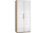 Mid.you Drehtürenschrank , Weiß, Eichefarben , Metall , 1 Fächer , 100x216x58 cm , BQ - Bündnis für Qualität, Made in Germany, DIN EN ISO 9001 , umfangreiches Zubehör erhältlich, in verschiedenen Größen erhältlich, in verschiedenen Holzdekoren erhältlich , Schlafzimmer, Komplette Schlafzimmer und Serien, Schlafzimmerserien