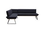 Voleo Eckbank , Schwarz, Eichefarben , Holz, Metall, Textil , Eiche , massiv , Eckteil, L-Form , 243x183 cm , Stoffauswahl, Typenauswahl, seitenverkehrt erhältlich, mit Rückenlehne , Esszimmer, Bänke, Eckbänke