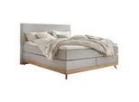 Hasena Boxspringbett , Grau, Eichefarben , Textil , Eiche , massiv , H3 , 140x200 cm , Stoffauswahl, Topper durchgehend , Schlafzimmer, Betten, Boxspringbetten