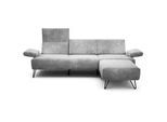 Sensoo 3-Sitzer-Sofa , Hellgrau , Textil , 234-264x85x86-94 cm , Stoffauswahl, Armteil links, Armteil rechts , Wohnzimmer, Sofas & Couches, Sofas, Textilsofas