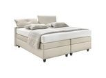 RUF Betten Boxspringbett , Taupe , Textil , H3 , 7-Zonen , 180x200 cm , Matratze, gepolstertes Kopfteil, in verschiedenen Größen erhältlich, Partnermatratze mit durchgehendem Bezug , Schlafzimmer, Betten, Boxspringbetten