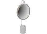 Kayoom Schminkspiegel , Silberfarben, Weiß , Metall, Glas , rund , 30x65x13 cm , Spiegel, Schminkspiegel