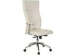 Mid.you Chefsessel , Creme, Silberfarben , Textil, Leder , Kombination Echtleder/Lederlook,Echtleder , Nappaleder , Drehkreuz , 60x131x52 cm , Wippfunktion, Sitzfläche 360° drehbar, ergonomische Rückenlehne , Büromöbel, Bürostühle, Chefsessel