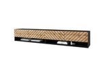 P & B Lowboard , Schwarz, Eiche Wotan , Holzwerkstoff , 2 Fächer , 180x30x31 cm , Fsc , stehend, hängend , Kleinmöbel
