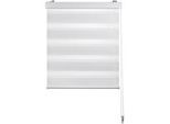 Boxxx Doppelrollo , Weiß, Transparent , Textil , Streifen , 80x160 cm , Länge universell einstellbar , Heimtextilien, Vorhänge, Rollos, Doppelrollos