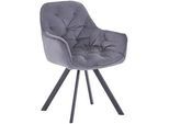 Hom`in Armlehnstuhl , Grau, Schwarz , Metall, Textil , Flachrohr , 62x86x62 cm , Esszimmer, Stühle, Polsterstühle