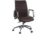 Mid.you Chefsessel , Silberfarben, Dunkelbraun , Textil, Leder , Kombination Echtleder/Lederlook,Echtleder , Nappaleder , Drehkreuz , 59x114x50 cm , Wippfunktion, Sitzfläche 360° drehbar, ergonomische Rückenlehne , Büromöbel, Bürostühle, Chefsessel