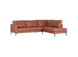 Ambia Home Wohnlandschaft , Cognac , Textil , Füllung: Polyester , Ottomane rechts, L-Form , 267x218 cm , Typenauswahl, seitenverkehrt erhältlich, Rücken echt , Wohnzimmer, Sofas & Couches, Wohnlandschaften