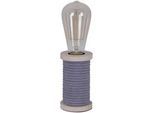 Näve Tischleuchte , Schwarz, Weiß, Naturfarben , Textil, Holz, Metall , Kirschbaum , 12 cm , Lampen & Leuchten, Innenbeleuchtung, Tischlampen, Tischlampen