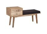 Mid.you Hockerbank , Schwarz , Holz, Textil , Mangoholz , massiv , 120x65x40 cm , abwischbar , Esszimmer, Bänke, Sitzbänke