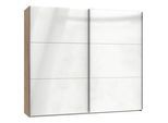 Mid.you Schwebetürenschrank , Eichefarben, Weiß Hochglanz , Metall , 2 Fächer , 200x216x65 cm , BQ - Bündnis für Qualität, Made in Germany, DIN EN ISO 9001 , Schlafzimmer, Komplette Schlafzimmer und Serien, Schlafzimmerserien
