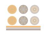 Stoff-Coupon "Mandala", taupe/orange