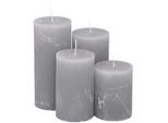 Rustikale Kerzen, grau, abgestuft, 4 Stück