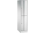 C+P Garderobenspind Resisto, 1 Abteil, 2 Fächer, B 396 x T 640 x H 1950 mm, Lichtgrau