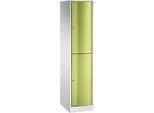 C+P Garderobenspind Resisto, 1 Abteil, 2 Fächer, B 396 x T 540 x H 1950 mm, Lichtgrau/Clowngrün