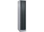 C+P Garderobenspind Resisto, 1 Abteil, 2 Fächer, B 396 x T 640 x H 1950 mm, Weissalu/Anthrazitgrau