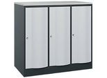C+P Garderobenschrank Resisto, 3 Abteile, 3 Fächer, B 1148 x T 640 x H 1077 mm, Anthrazitgrau/Lichtgrau