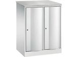 C+P Garderobenschrank Resisto, 2 Abteile, 2 Fächer, B 772 x T 540 x H 1077 mm, Lichtgrau