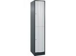 C+P Garderobenspind Resisto, 1 Abteil, 2 Fächer, B 396 x T 640 x H 1950 mm, Anthrazitgrau/Lichtgrau