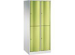 C+P Garderobenspind Resisto, 2 Abteile, 4 Fächer, B 772 x T 640 x H 1950 mm, Lichtgrau/Clowngrün