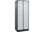 C+P Schliessfachschrank Resisto, 2 Abteile, 8 Fächer, B 772 x T 640 x H 1950 mm, Anthrazitgrau/Lichtgrau