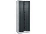 C+P Schliessfachschrank Resisto, 2 Abteile, 8 Fächer, B 772 x T 640 x H 1950 mm, Lichtgrau/Anthrazitgrau