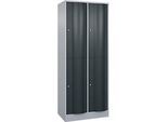 C+P Garderobenspind Resisto, 2 Abteile, 4 Fächer, B 772 x T 540 x H 1950 mm, Weissalu/Anthrazitgrau