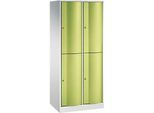 C+P Garderobenspind Resisto, 2 Abteile, 4 Fächer, B 772 x T 540 x H 1950 mm, Lichtgrau/Clowngrün