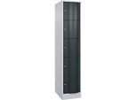 C+P Schliessfachschrank Resisto, 1 Abteil, 5 Fächer, B 396 x T 640 x H 1950 mm, Lichtgrau/Anthrazitgrau