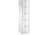 C+P Schliessfachschrank Resisto, 1 Abteil, 5 Fächer, B 396 x T 640 x H 1950 mm, Verkehrsweiss