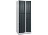 C+P Schliessfachschrank Resisto, 2 Abteile, 10 Fächer, B 772 x T 640 x H 1950 mm, Lichtgrau/Anthrazitgrau