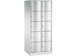 C+P Schliessfachschrank Resisto, 2 Abteile, 10 Fächer, B 772 x T 640 x H 1950 mm, Lichtgrau